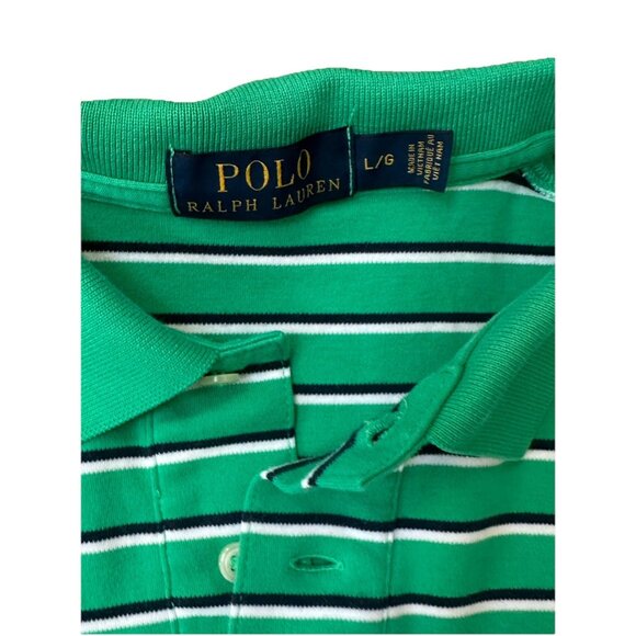 Polo Ralph Lauren Golf Polo Shirt Mens Large Green Stripe Short Sleeve Pony - Picture 3 of 8